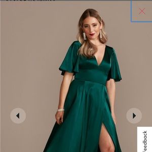 Galina Signature charmeuse flutter-sleeve a-line bridesmaid dress